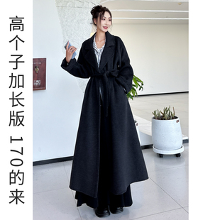 呢子大衣女款2026新款羊毛长款高个子双面羊绒高级感黑色毛呢外套