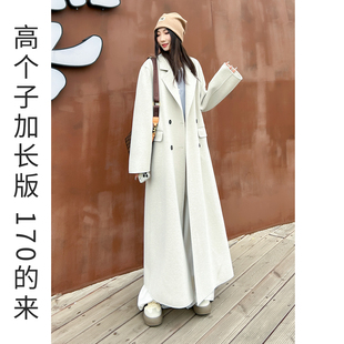清超好看大衣过膝长款白色双面羊绒高个子羊毛韩里韩气毛呢外套