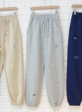 潮牌宽松版型赞～韩单元货纯棉毛圈卫裤休闲裤男女外贸2025秋