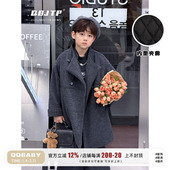 Q宝家童装 毛呢外套潮 夹棉韩版 11月新款 男童呢大衣儿童中大童冬装