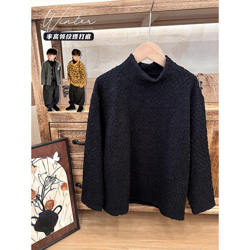 男童打底衫秋冬儿童半高领长袖T