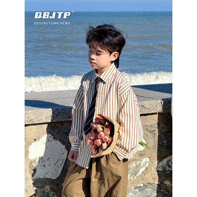 男童长袖衬衫儿童春秋薄款衬衣