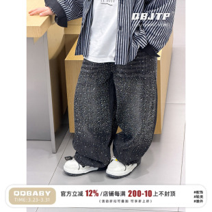男童牛仔裤 中大童阔腿裤 2026春季 儿童嘻哈长裤 子潮 新款 Q宝家童装