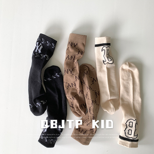 Q宝家童品 儿童袜子ins潮袜宝宝无根袜直板男女童长筒袜小腿袜潮