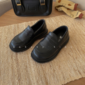 2023新款 儿童英伦皮鞋 韩版 Q宝家童品 男童女童复古一脚蹬休闲鞋 潮