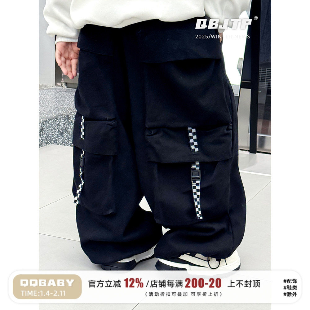 Q宝家童品10月新款 男童时尚工装裤冬季加绒裤子儿童韩系休闲裤潮,童装/婴儿装/亲子装,裤子,淘宝优惠券,粉丝福利购,淘宝优惠卷