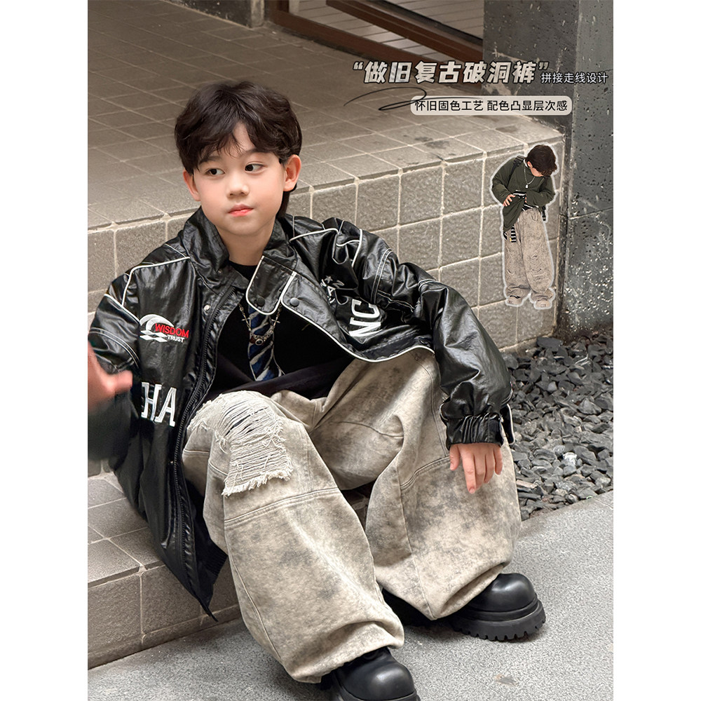 男童休闲破洞长裤儿童秋季中大童图片