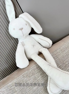 雅赞新款婴儿毛绒玩具玩偶安抚公仔哄睡不掉毛手环摇铃白色长腿兔