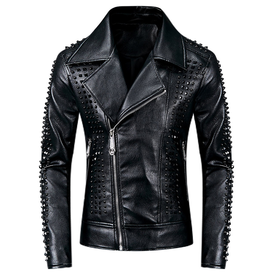 秋冬新款潮流鉚釘機車pu皮衣男式外套歐美DJ時尚青年短款哈雷夾克在類目 男裝, 皮衣中 - 來自Buy2taobao.com提供專業的淘寶代購服務