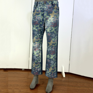 星光丹宁休闲长裤 时着 双拼男士 新款 星星提花超酷街头直筒牛仔裤