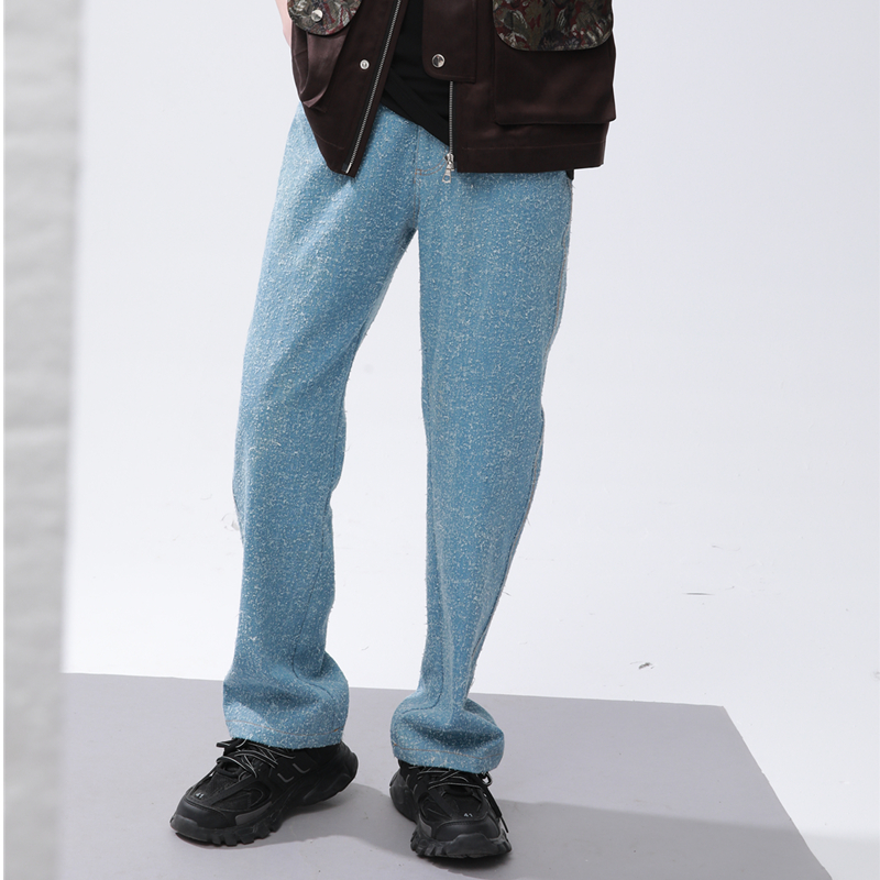 拉链直筒磨破做旧春夏街头牛仔裤