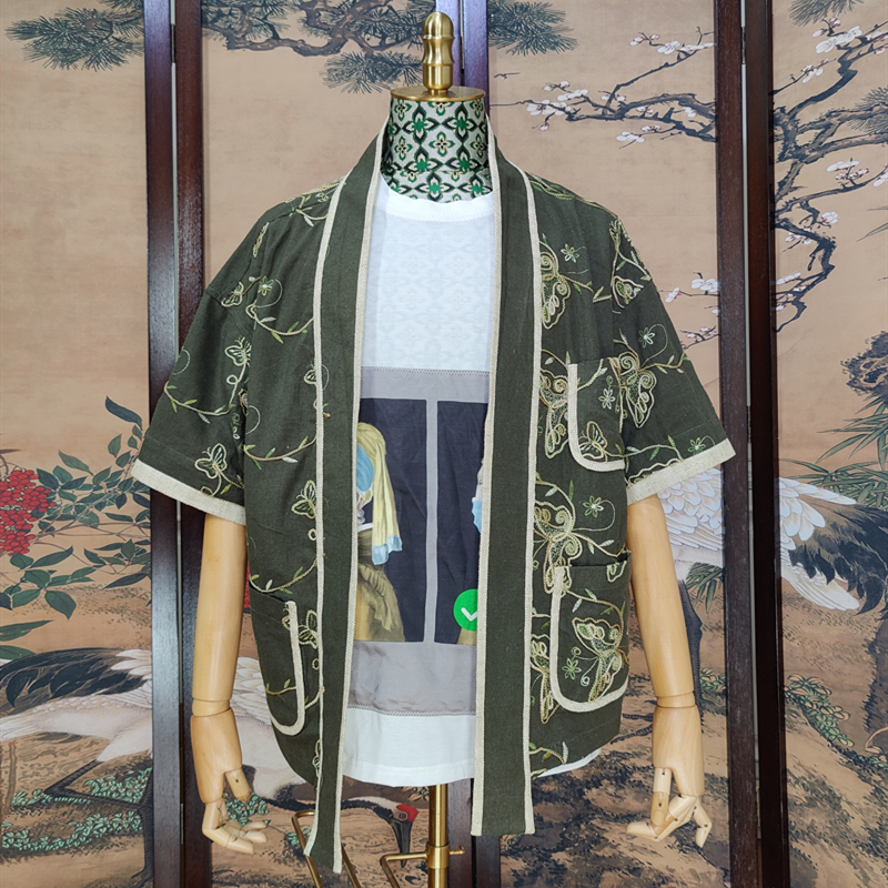 做旧亚麻男士高街道袍衬衫定制