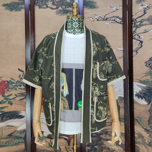 做旧亚麻男士高街道袍衬衫定制