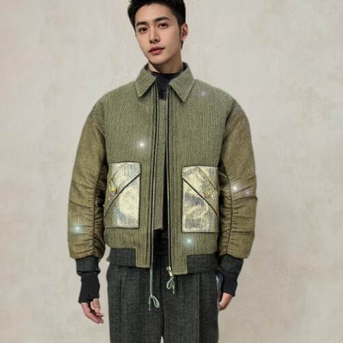 95鹅绒星光羊毛riri拉链羽绒服