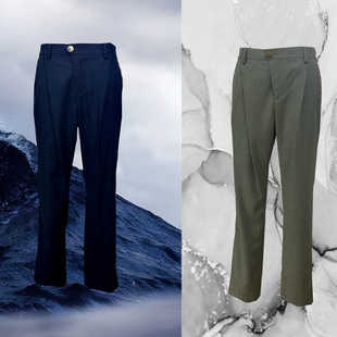 时着180支超精纺羊毛桑蚕丝羊绒混纺男士 休闲长裤 高定直筒裤 时装