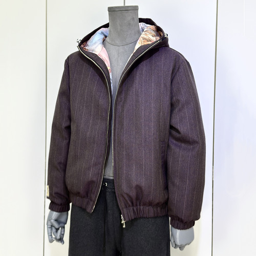 95鹅绒精纺羊毛渐变羽绒服ex银拉