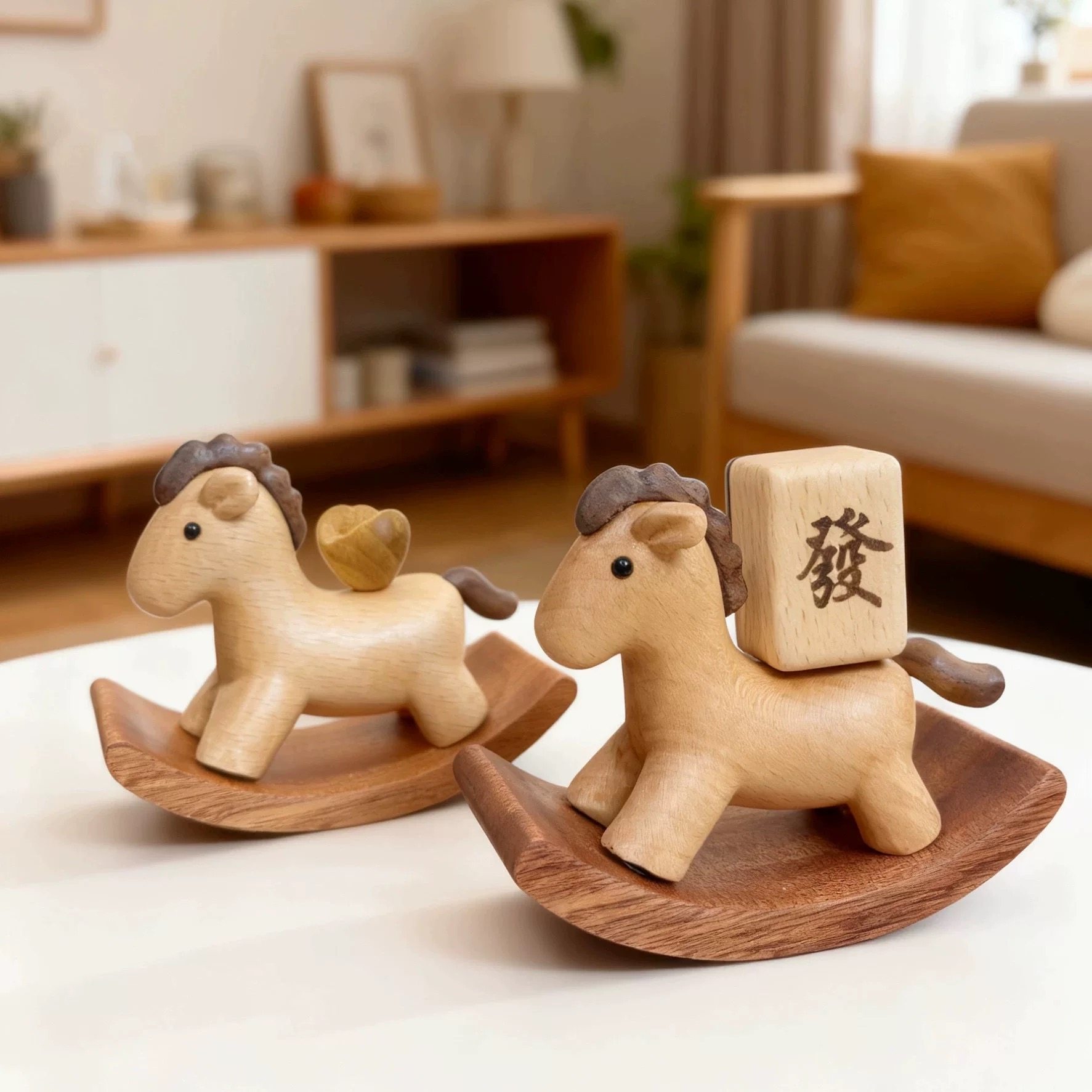 实木元宝摇摇马桌面摆件可爱创意家居装饰品马上有钱花车载送礼,家居饰品,装饰摆件,淘宝优惠券,粉丝福利购,淘宝优惠卷