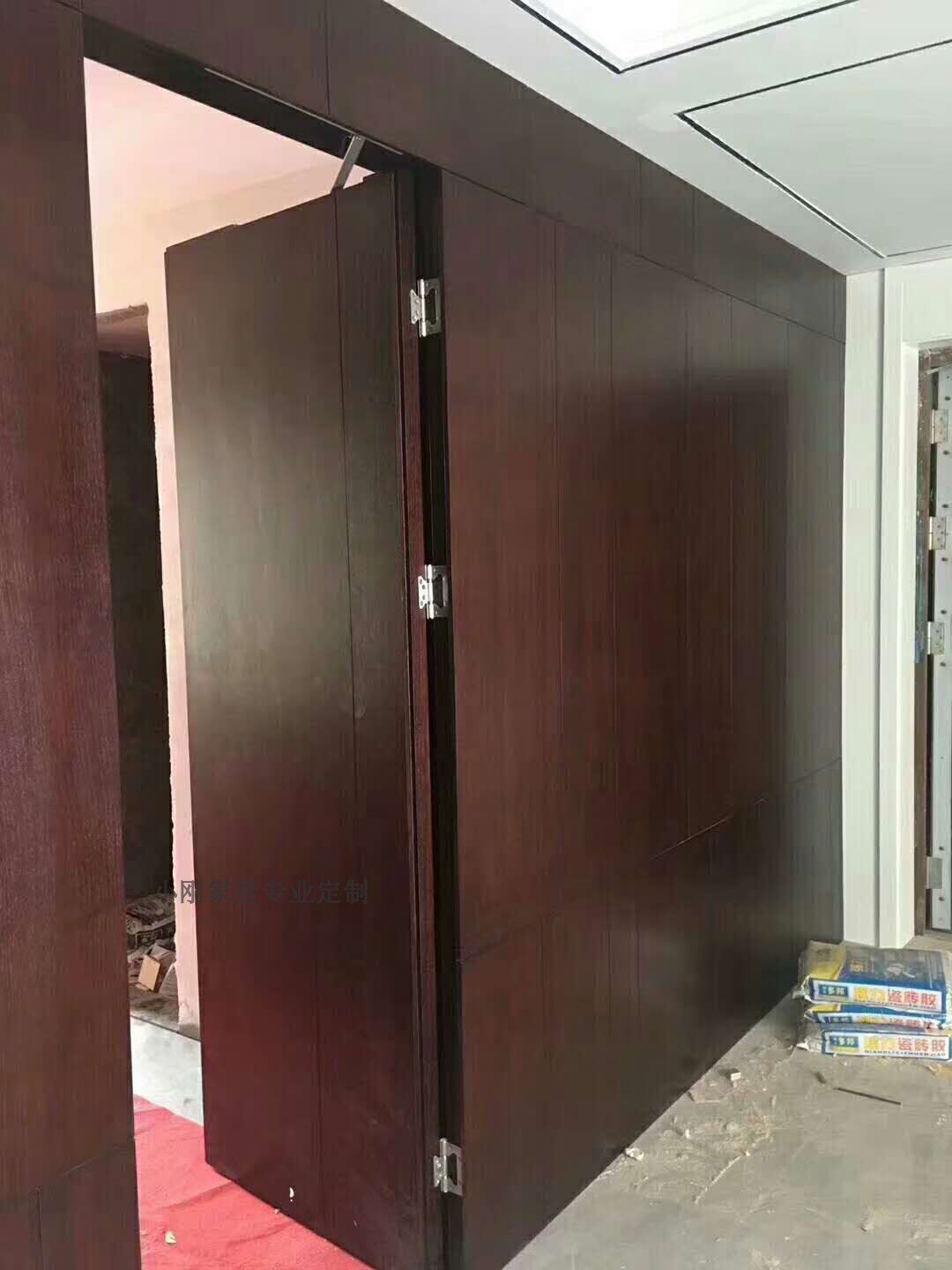 武汉极简木饰面隐形门套装木门背景墙暗门酒店宾馆顶天立地挂板门