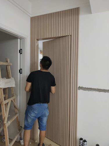 格栅一体隐形门格栅隐形门定制格栅隐形门实木格栅板暗门一体成型