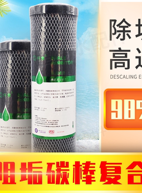 10寸复合阻垢烧结炭滤芯 阻垢精灵家用直饮机除水垢 进口椰壳