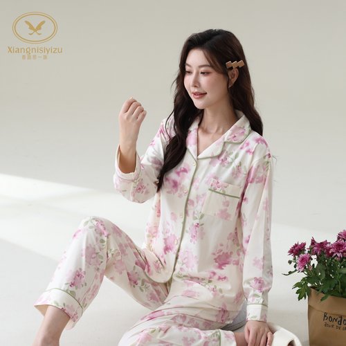 香旎思一族女秋冬翻领高端家居服