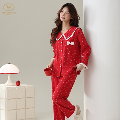 香旎思一族秋冬女纯棉拉架家居服