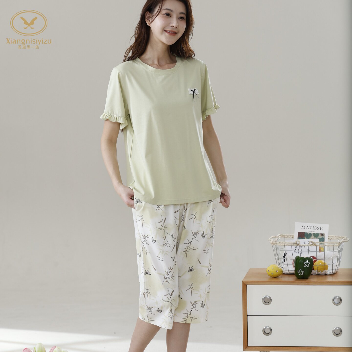 香旎思一族女夏纯棉莫代尔家居服
