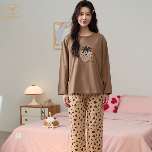 香旎思女秋冬纯棉拉架甜美家居服