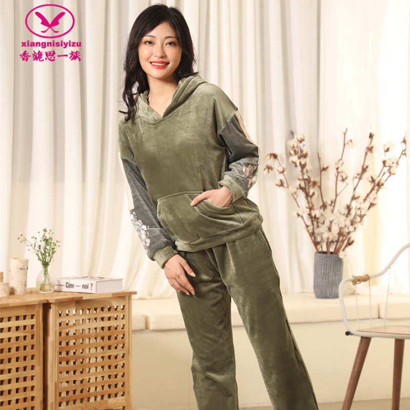 香旎思一族休闲海岛绒家居服睡衣