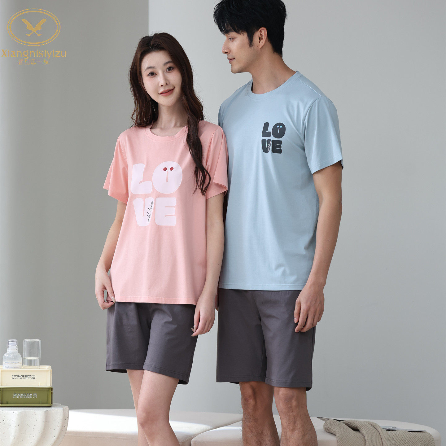 香旎思一族夏情侣男女纯棉家居服