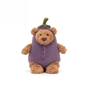 毛绒玩具泰迪熊玩偶公仔陪伴娃娃礼物 英国JELLYCAT巴塞罗熊茄子装