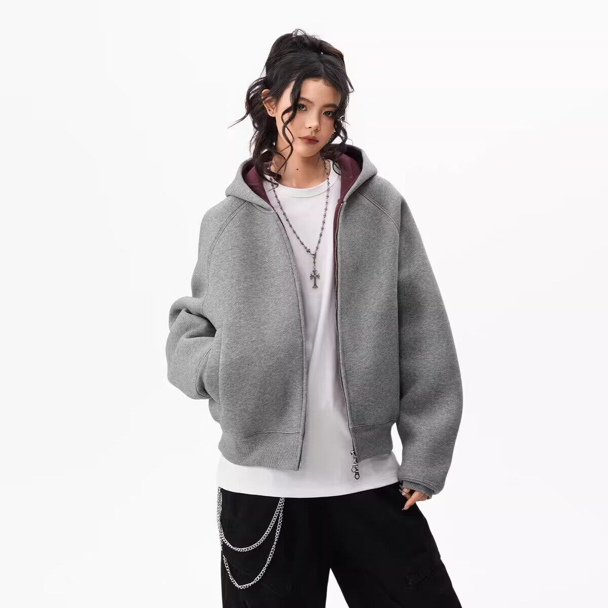 官方正品Mrakeai Kyyds MK重磅双拉链卫衣男女宽松连帽开衫美式休