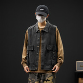 马甲外套男新款 官方正品 日系水洗牛 MK美式 复古无袖 Mrakeai Kyyds