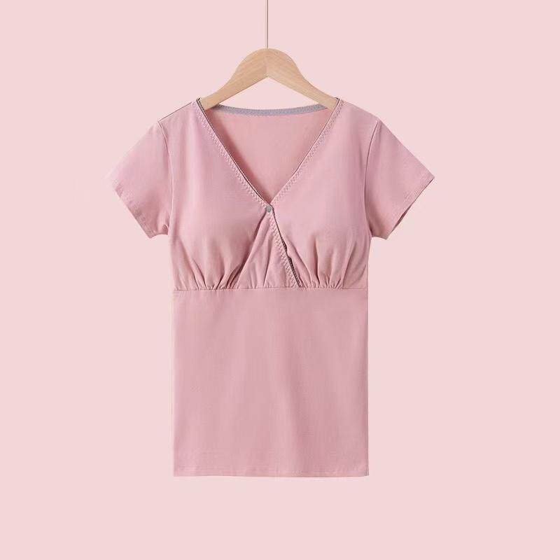 哺乳纯棉短袖春夏薄款睡衣月子服产后喂奶衣孕期t恤居家服半袖子