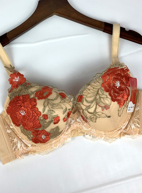 古今薄款插片优雅刺绣舒适性感侧收聚拢文胸罩内衣女 0E261