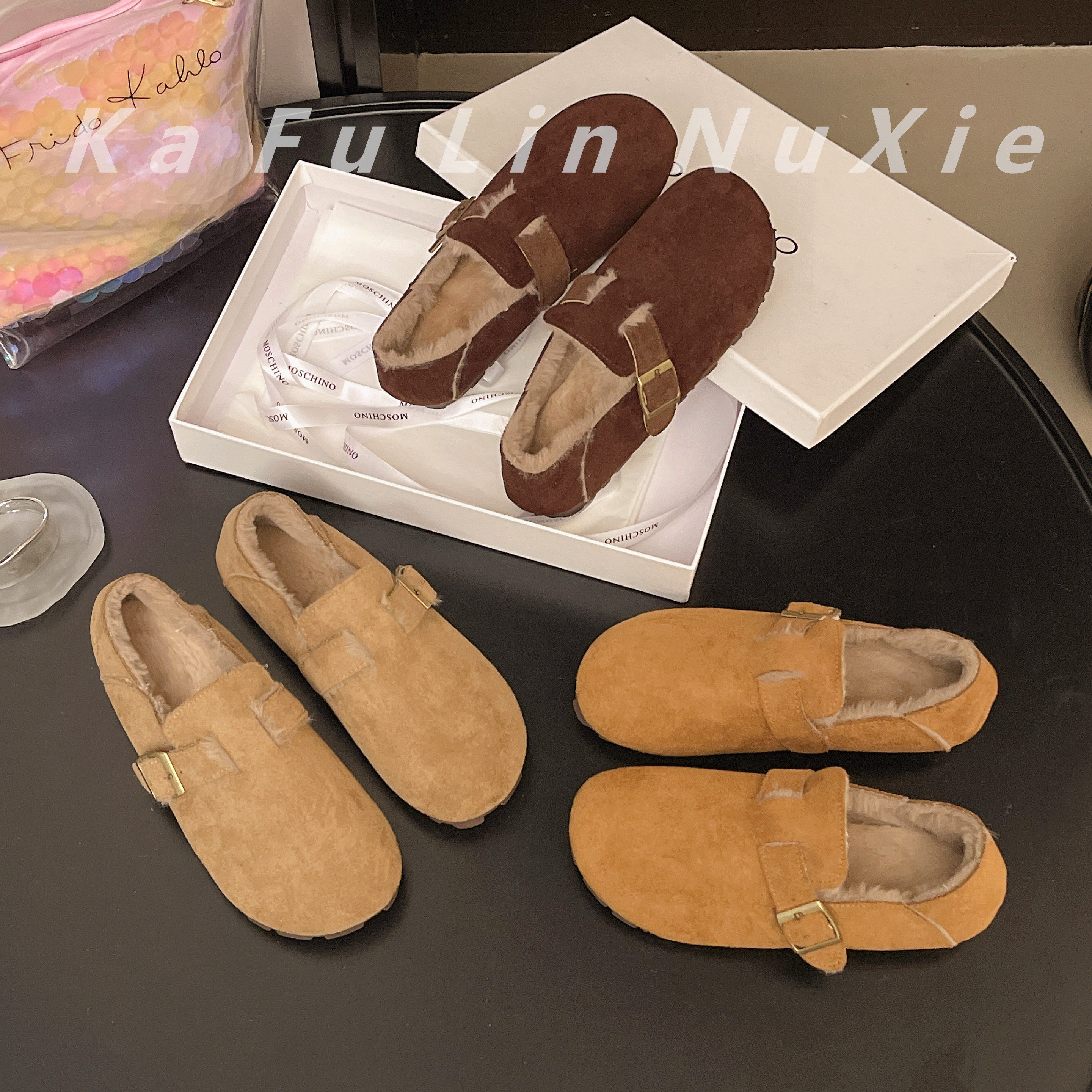 【靓俪范LIANGLIFAN】毛毛鞋加绒冬季勃肯鞋软皮复古博肯棉鞋子女,女鞋,勃肯鞋/软木鞋,淘宝优惠券,粉丝福利购,淘宝优惠卷