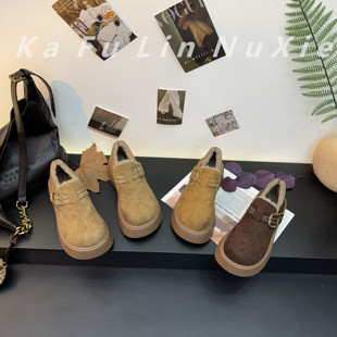 靓俪范LIANGLIFAN 棉鞋 厚底加绒勃肯鞋 乐福鞋 女 保暖雪地靴冬季