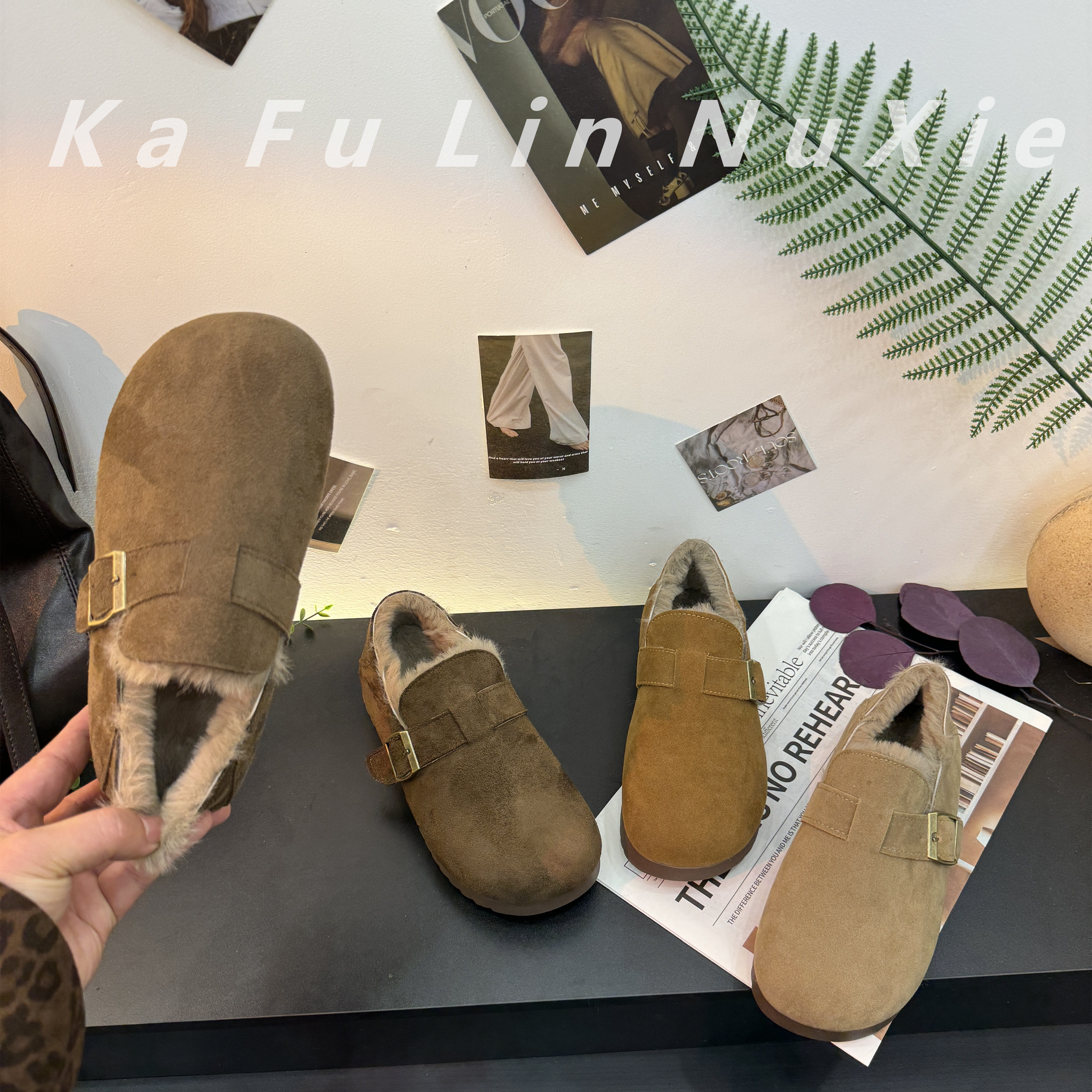 【靓俪范LIANGLIFAN】卡皮巴拉芒果头棉鞋加绒加厚保暖勃肯鞋女,女鞋,勃肯鞋/软木鞋,淘宝优惠券,粉丝福利购,淘宝优惠卷