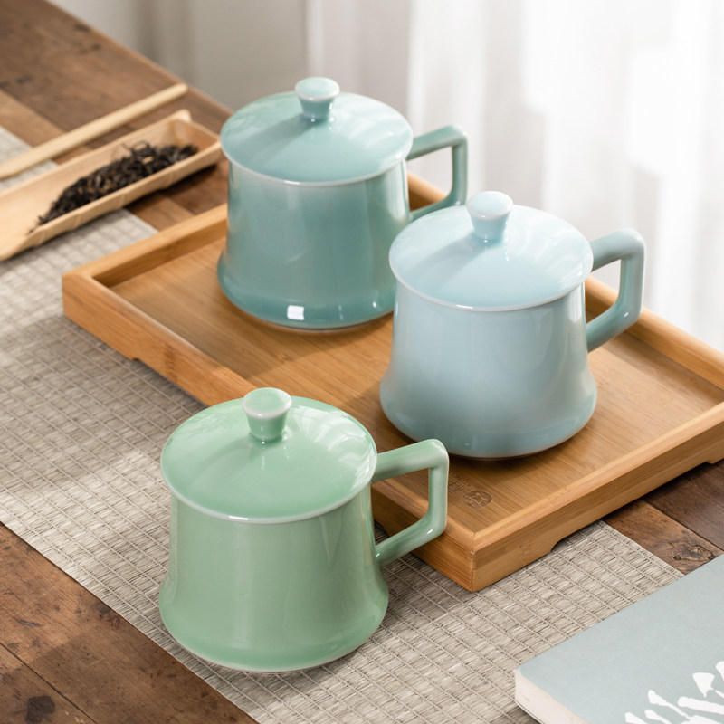 涵青堂简约带盖泡茶杯四平八稳杯图片