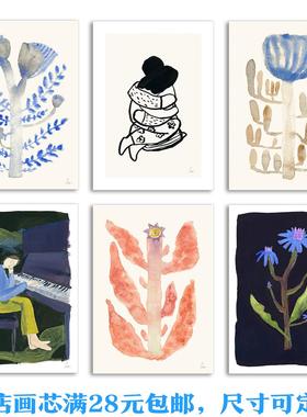 丹麦进口原版装饰画微喷打印画芯Clara Schicketanz花卉人物小众