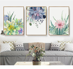ins北欧装饰画画芯仙人掌花画布热带植物高清打印壁画挂画墙画心