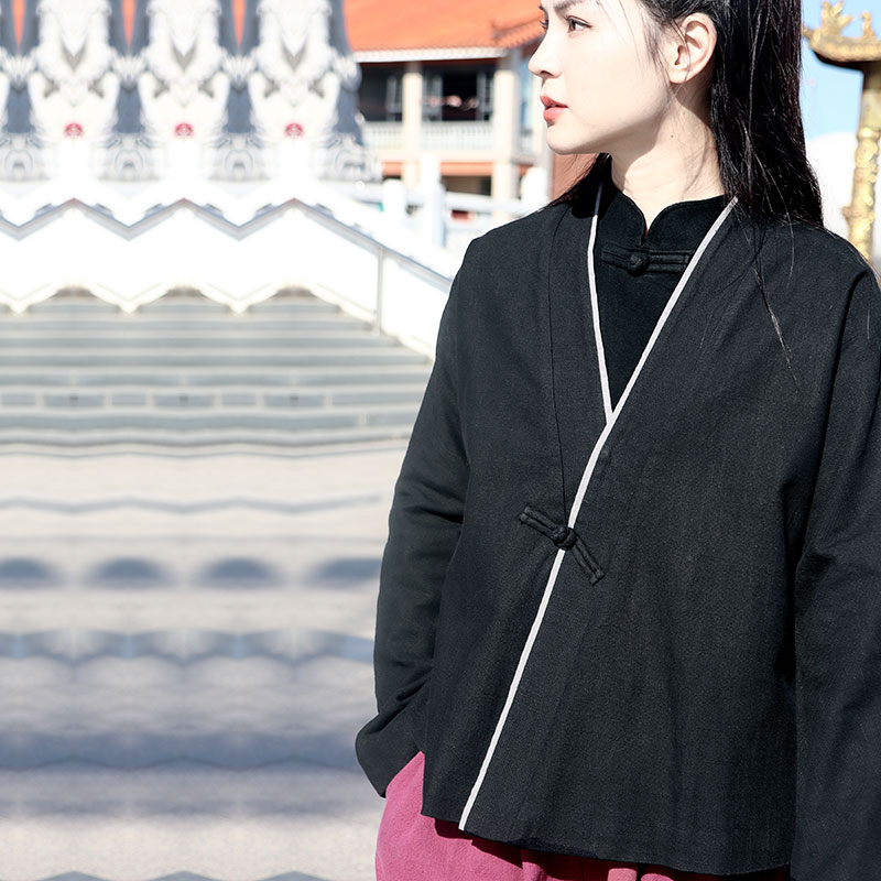 苇素不易皱棉麻中式外套