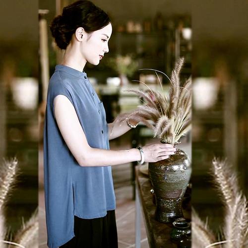 莱赛尔衬衫上衣女夏新款2026短袖中长款衬衣遮屁股阔腿裤上衣搭配