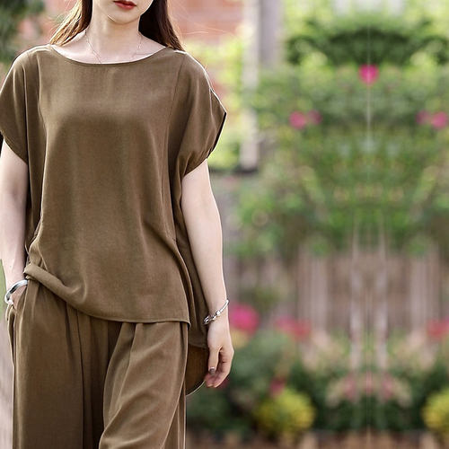 莱赛尔衬衫宽松遮肚子上衣大码女装夏季衣服夏微胖人显瘦梨形身材