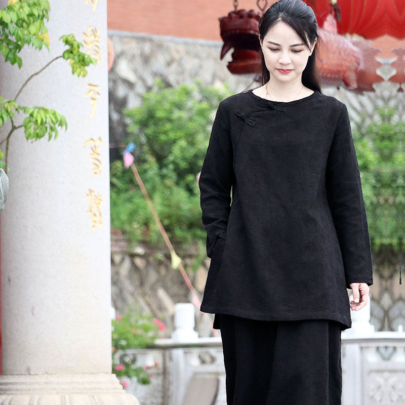 中式斜襟盘扣上衣女秋冬唐服女2026新款冬季唐装中国风女装茶服