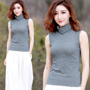 背心简约洋气打底衫 配西装 时尚 女装 内搭女 百搭显瘦舂季 高领无袖