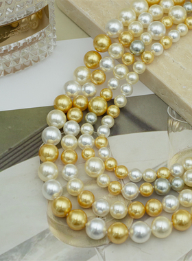 【多巴胺·混彩】人造冷光澳白 干枯 南洋金珠 铂金灰 珍珠项链