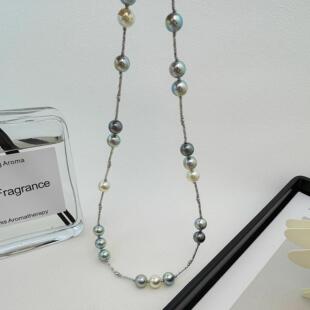 【逐梦精灵】甜酷风 人造海水炫彩akoya 大溪地珍珠 珍珠项链