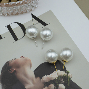 【16mm大澳白耳钉】S925人造仿冷光澳白珍珠  耳钉/隐形耳夹/耳饰