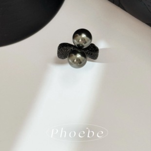 【暗夜美学】酷飒个性 人造大溪地拉贡黑珍珠 轻奢满嵌双珠戒指